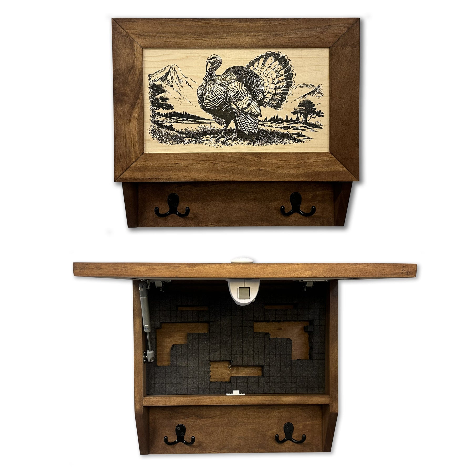 Wild Turkey Gobbler Gun Concealment Furniture - Handcrafted Hidden Gun Storage Wall Decor - Hidden Safe Furniture with