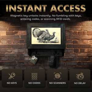 Wild Turkey Pair Gun Concealment Furniture - Handcrafted Hidden Gun Storage Wall Decor - Hidden Safe Furniture with Magnetic