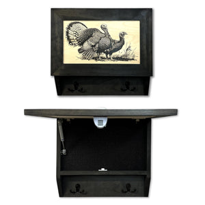 Wild Turkey Pair Gun Concealment Furniture - Handcrafted Hidden Gun Storage Wall Decor - Hidden Safe Furniture with Magnetic