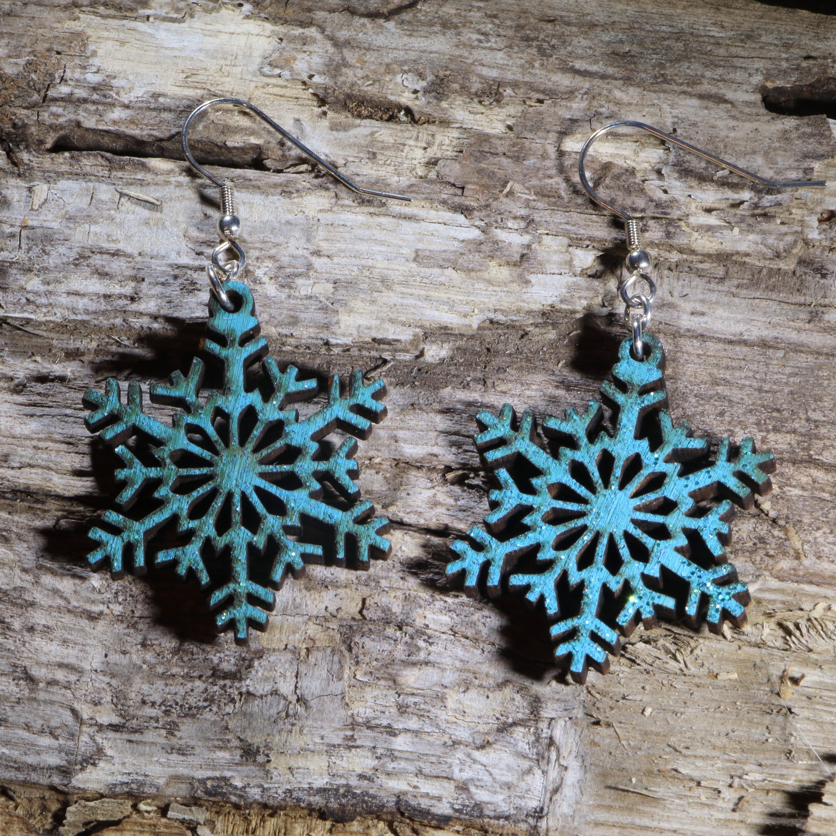 Snowflake Wooden Dangle Earrings | Christmas Winter Jewelry by Cate's Concepts, LLC