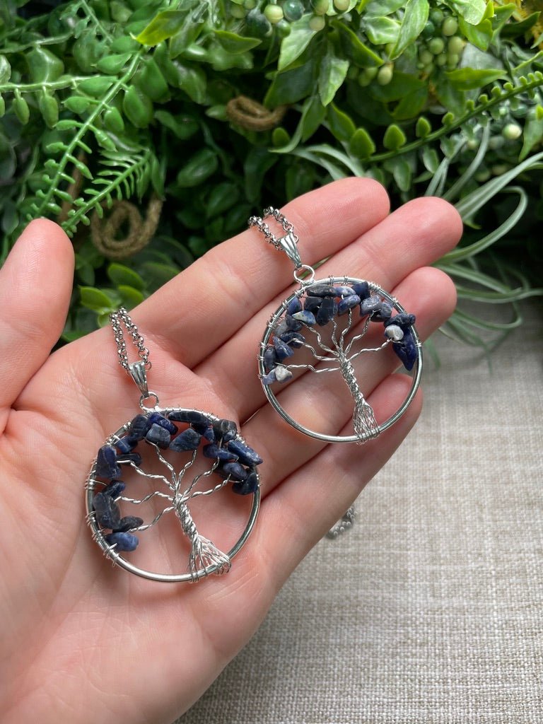 Sodalite Tree of Life Necklace detail view by Copper Ashes