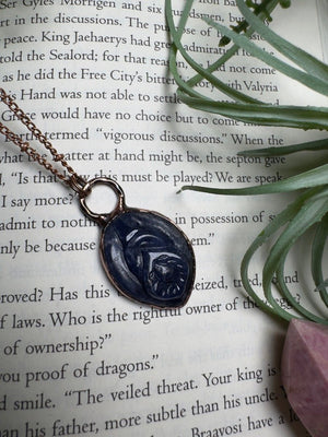 Sodalite Yoni Necklace detail view by Copper Ashes