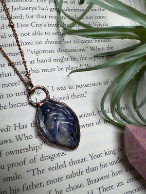 Sodalite Yoni Necklace detail view by Copper Ashes