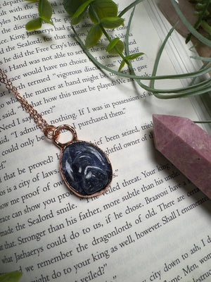 Sodalite Yoni Necklace detail view by Copper Ashes
