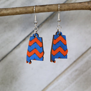 Alabama State Wooden Earrings | Southern Chevron Jewelry