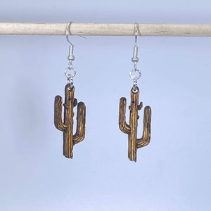 Saguaro Cactus Wooden Dangle Earrings | Southwestern Jewelry by Cate's Concepts, LLC, handmade jewelry detail photo 2