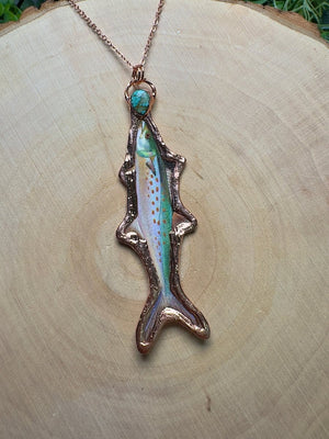 Spanish Mackerel and Turquoise Necklace by Copper Ashes