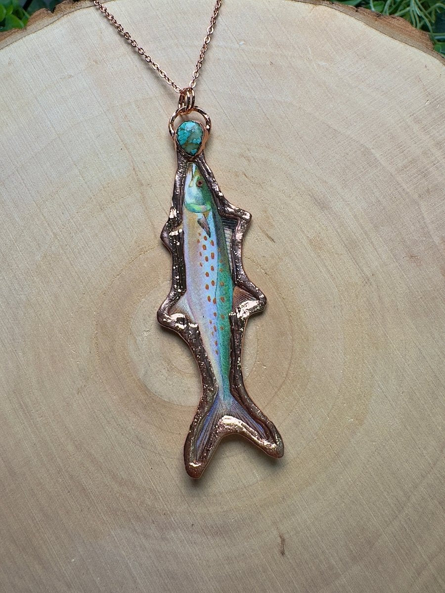 Spanish Mackerel and Turquoise Necklace by Copper Ashes