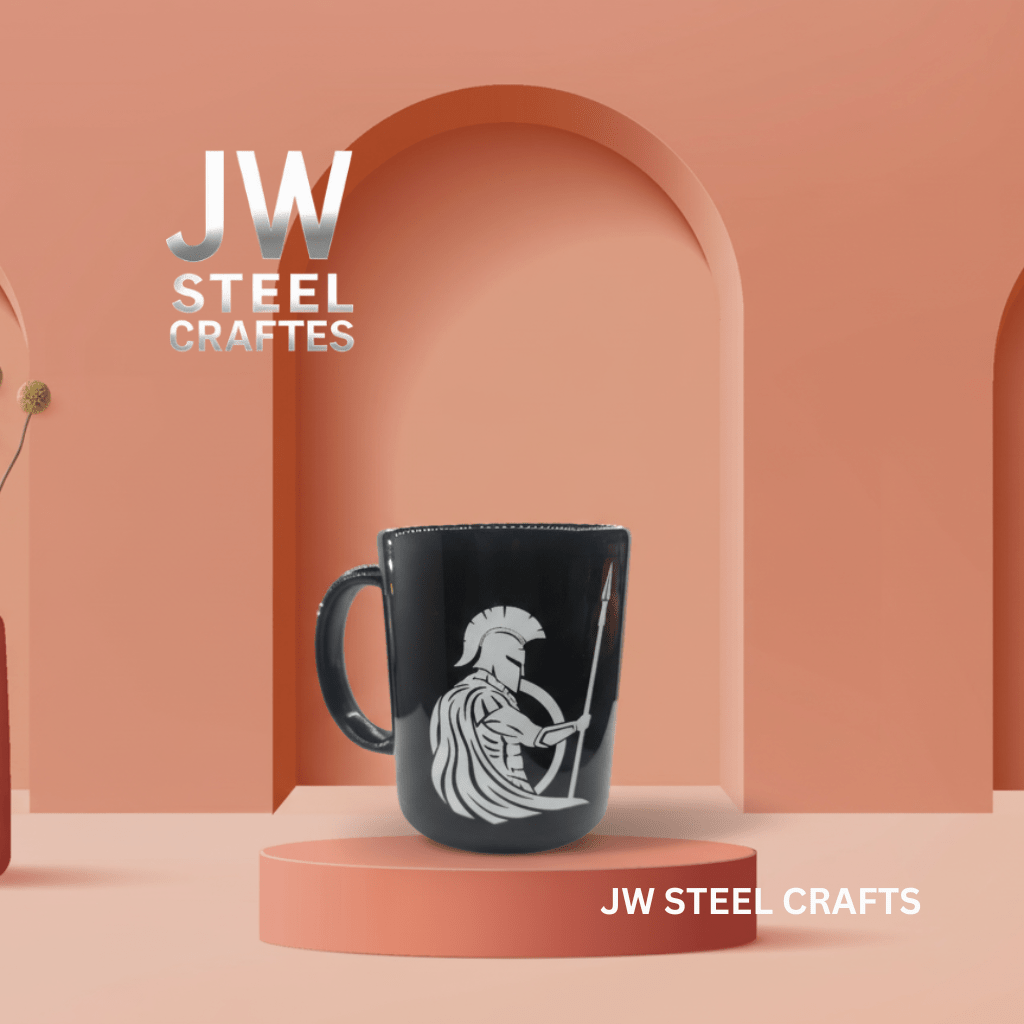 Spartan Warrior Mug | Black Ceramic Coffee Cup | JW SteelCrafts by JW SteelCrafts, Southern food gift detail photo 3