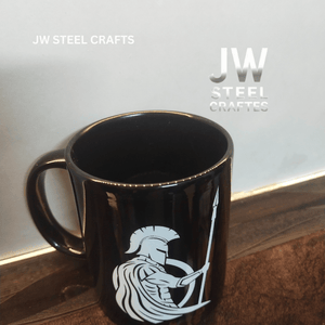 Spartan Warrior Mug | Black Ceramic Coffee Cup | JW SteelCrafts by JW SteelCrafts, Southern food gift detail photo 9