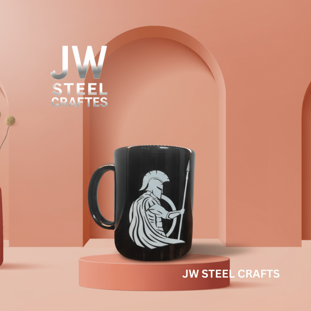 Spartan Warrior Mug | Black Ceramic Coffee Cup | JW SteelCrafts by JW SteelCrafts, Southern food gift detail photo 4