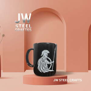 Spartan Warrior Mug | Black Ceramic Coffee Cup | JW SteelCrafts by JW SteelCrafts, Southern food gift detail photo 4