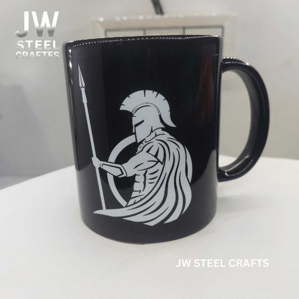 Spartan Warrior Mug | Black Ceramic Coffee Cup | JW SteelCrafts by JW SteelCrafts, Southern food gift detail photo 6