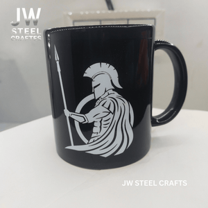 Spartan Warrior Mug | Black Ceramic Coffee Cup | JW SteelCrafts by JW SteelCrafts, Southern food gift detail photo 6