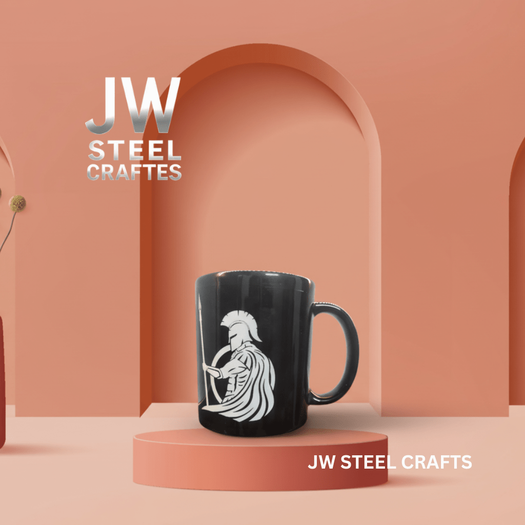 Spartan Warrior Mug | Black Ceramic Coffee Cup | JW SteelCrafts by JW SteelCrafts, Southern food gift detail photo 2