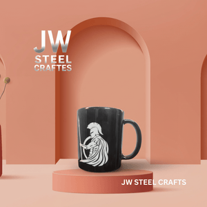 Spartan Warrior Mug | Black Ceramic Coffee Cup | JW SteelCrafts by JW SteelCrafts, Southern food gift detail photo 2