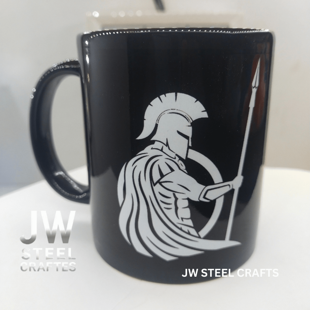Spartan Warrior Mug | Black Ceramic Coffee Cup | JW SteelCrafts by JW SteelCrafts, Southern food gift detail photo 8