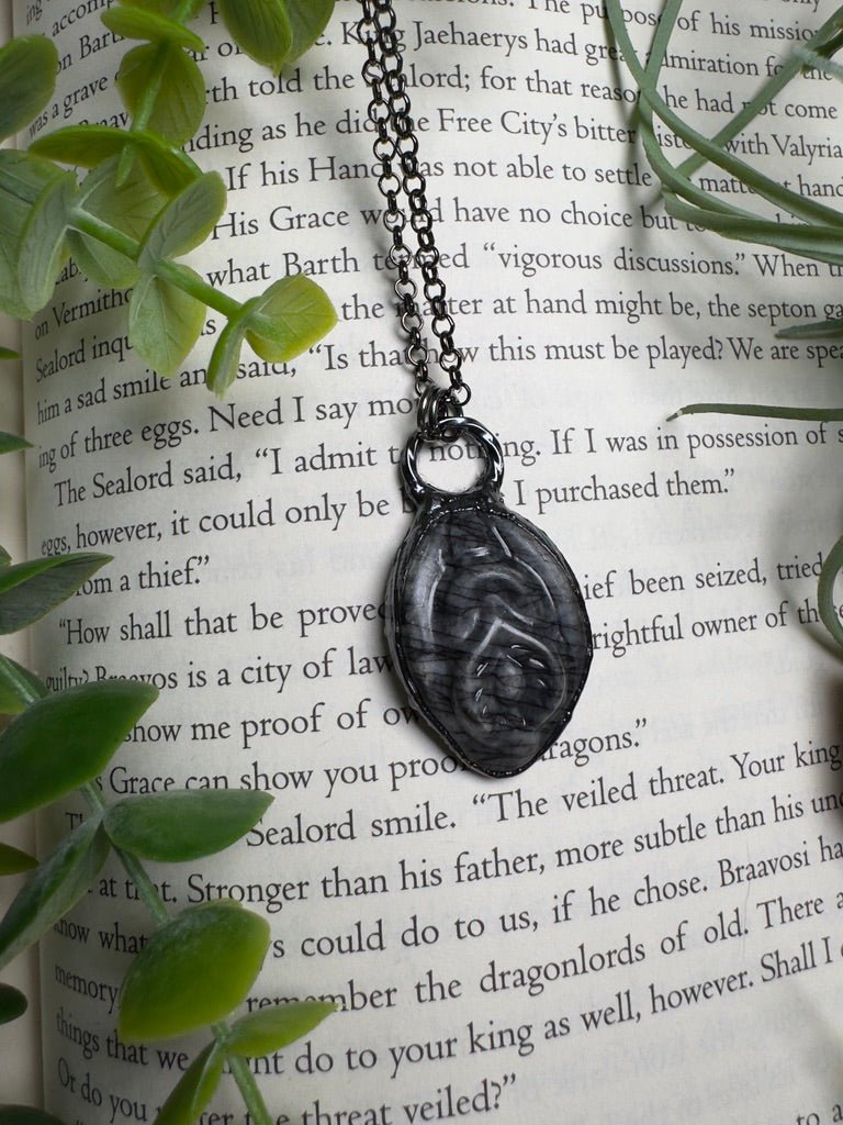 Spiderweb Jasper Yoni Necklace by Copper Ashes