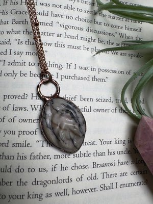 Spiderweb Jasper Yoni Necklace detail view by Copper Ashes