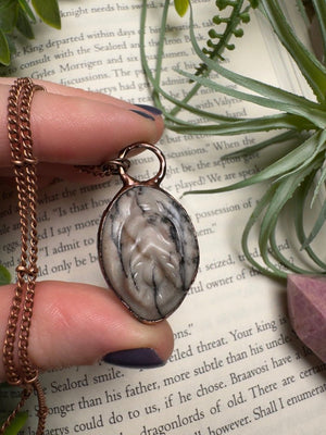 Spiderweb Jasper Yoni Necklace by Copper Ashes