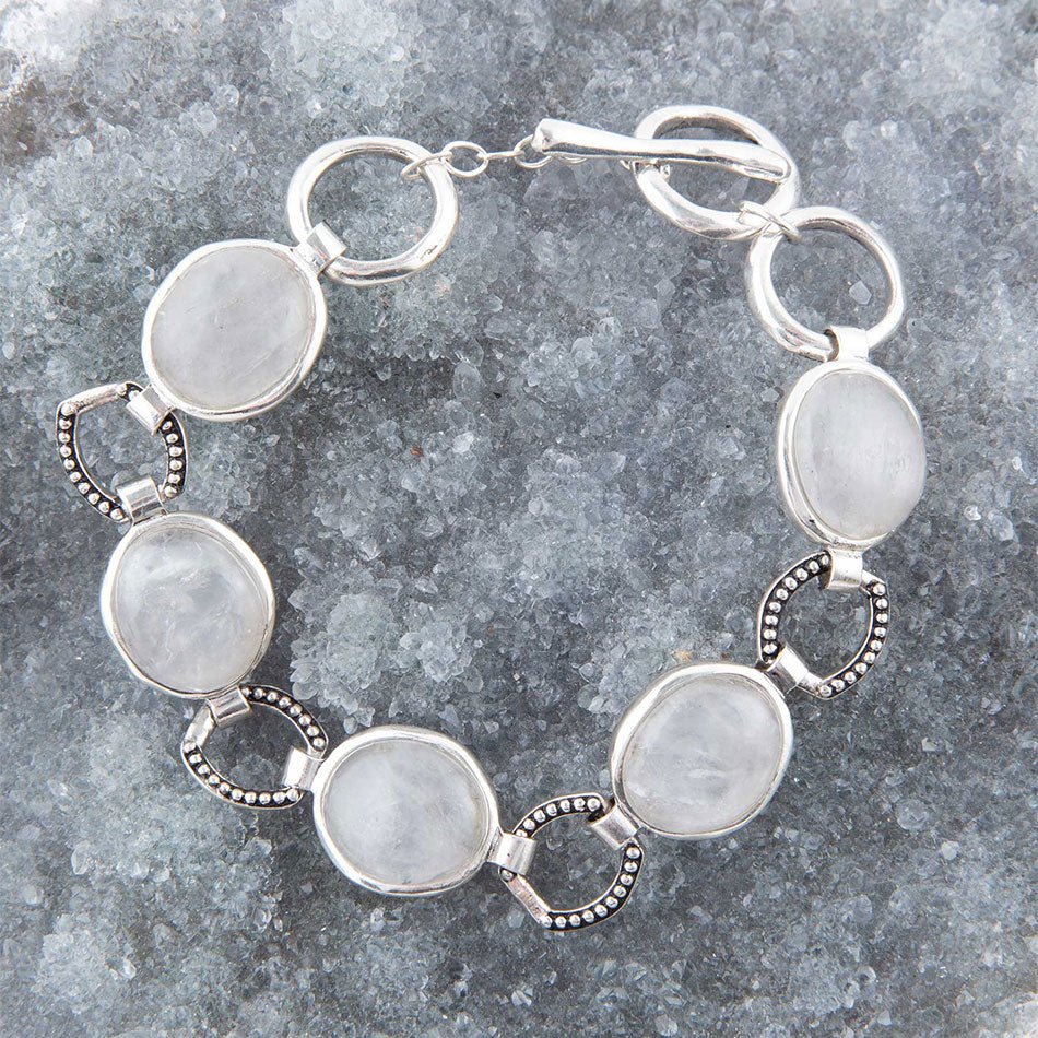 Splender Grey Quartz Sterling Link Bracelet detail view by Barse Jewelry
