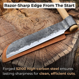 Splitting Froe with Wooden Mallet detail view by Sharky Forged Steel Tools