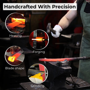Splitting Froe with Wooden Mallet detail view by Sharky Forged Steel Tools