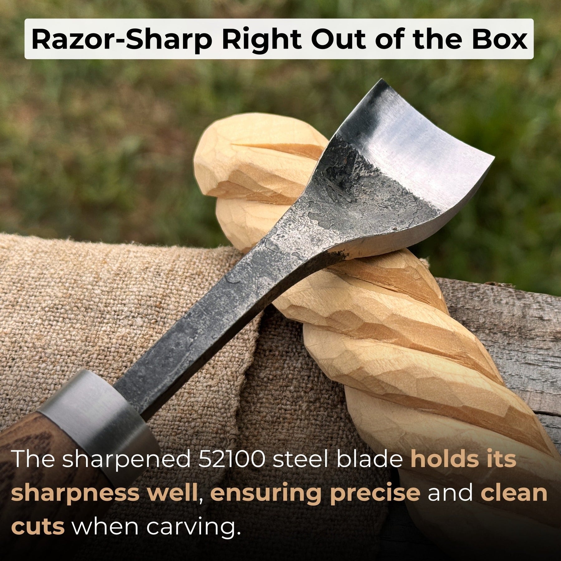 Spoon Bent Gouge, 20 - 45 mm (0.8 - 1.8 inches) detail view by Sharky Forged Steel Tools