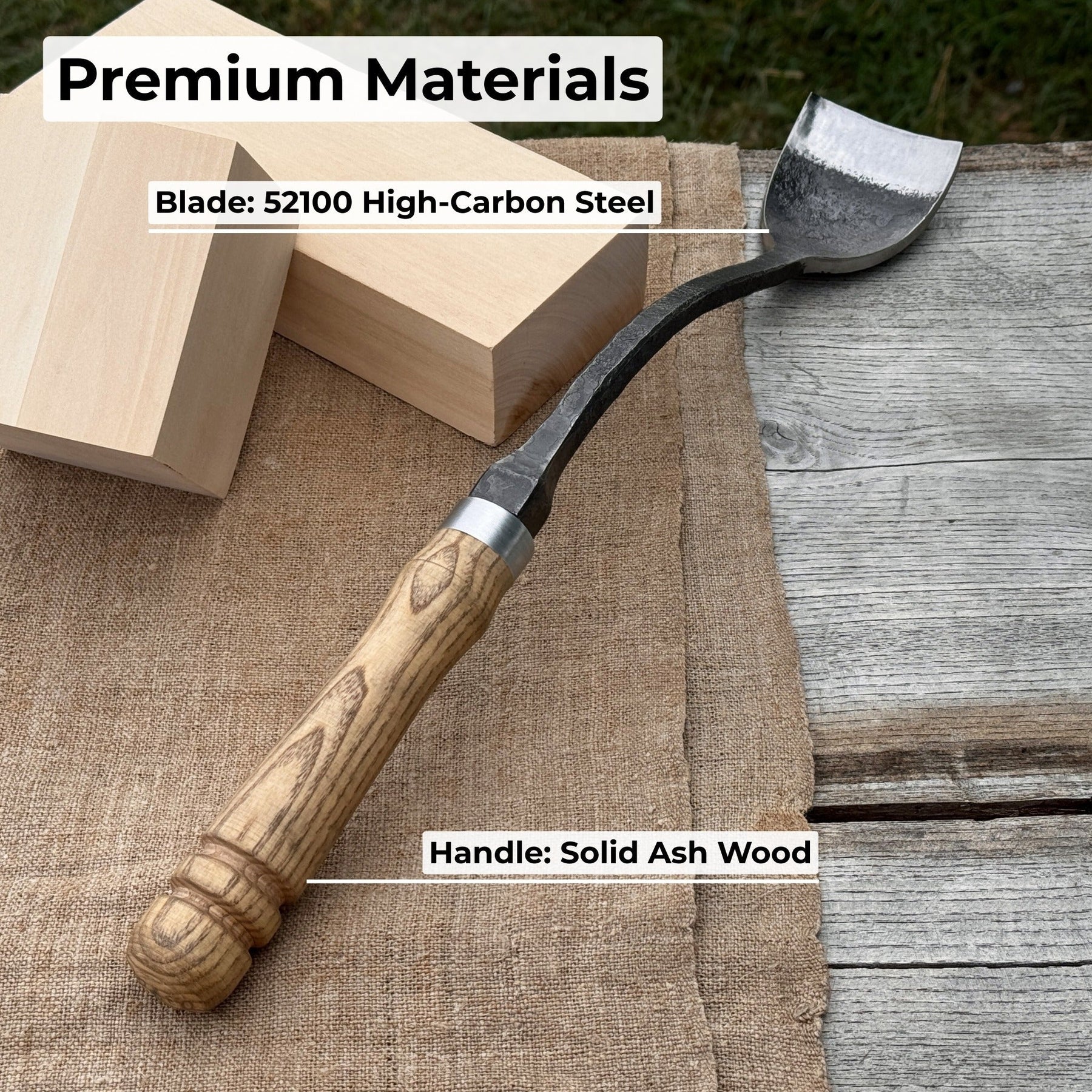 Spoon Bent Gouge, 50 - 70 mm (2 - 2.8 inches) detail view by Sharky Forged Steel Tools