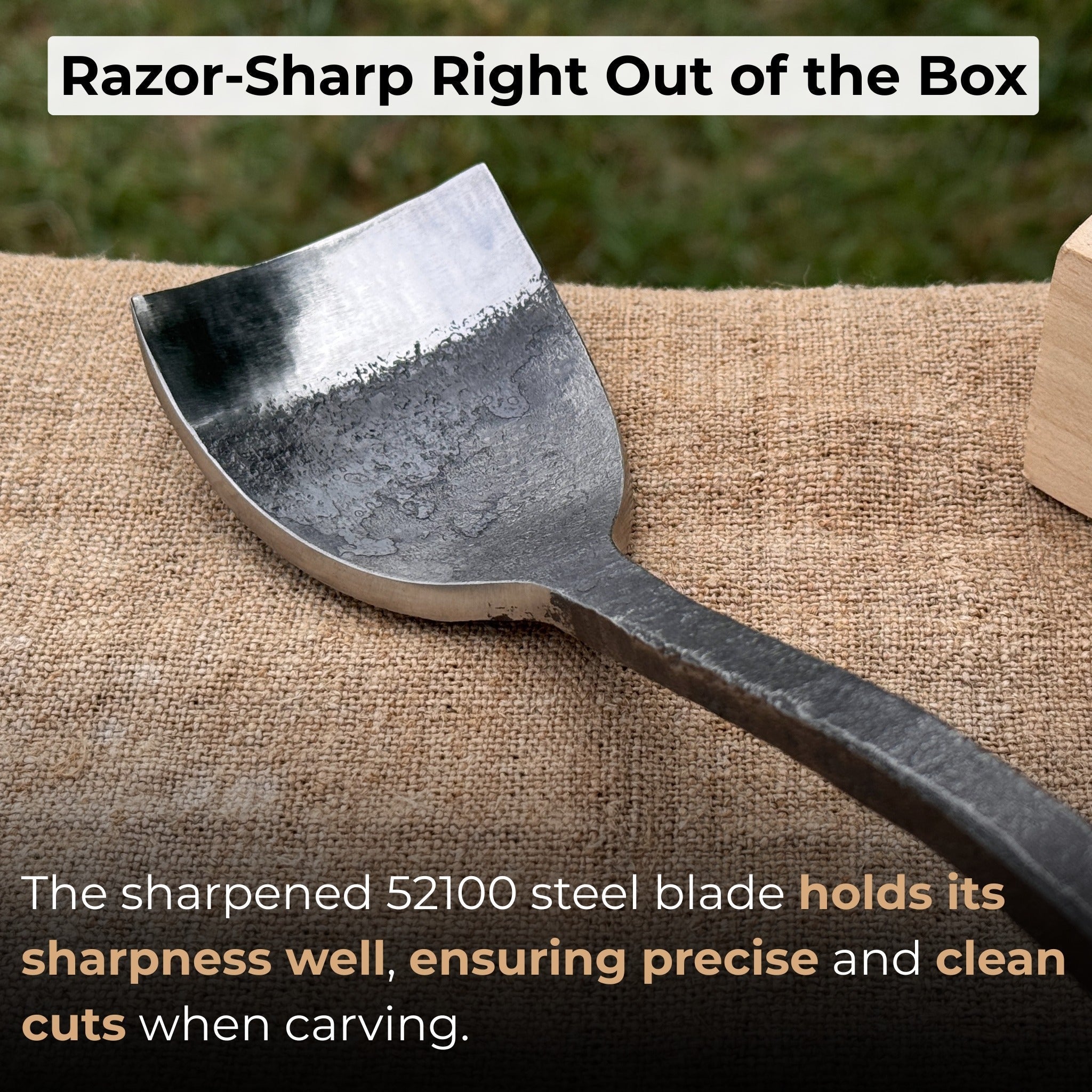 Spoon Bent Gouge, 50 - 70 mm (2 - 2.8 inches) detail view by Sharky Forged Steel Tools