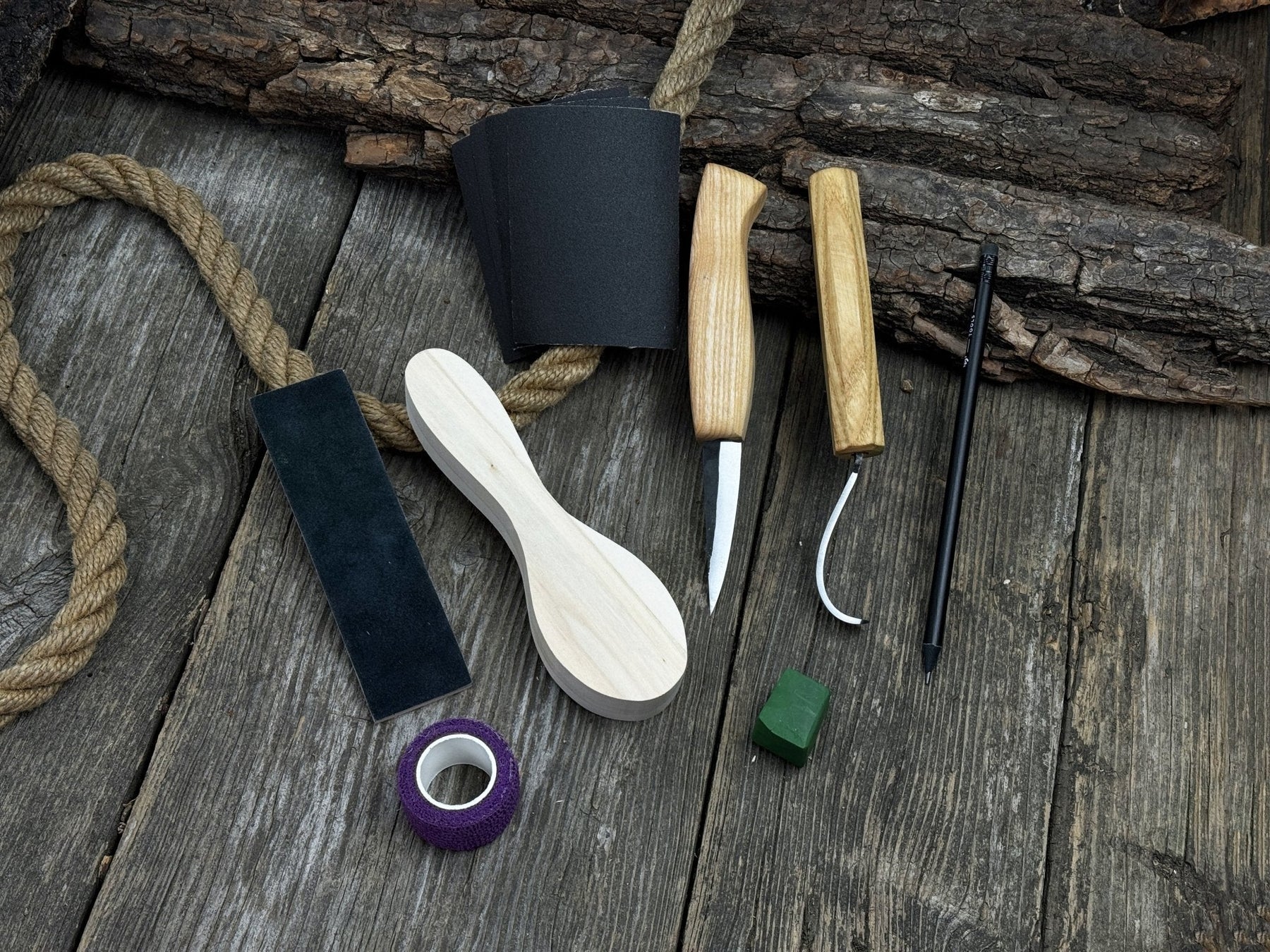Spoon Carving for Beginners – A Perfect DIY Whittling Kit detail view by Sharky Forged Steel Tools
