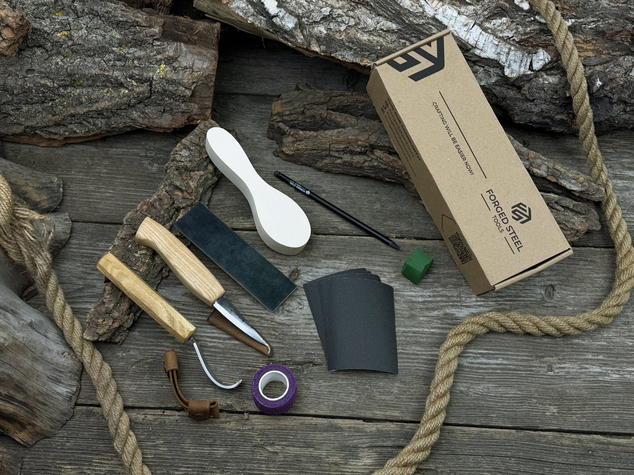 Spoon Carving for Beginners – A Perfect DIY Whittling Kit detail view by Sharky Forged Steel Tools