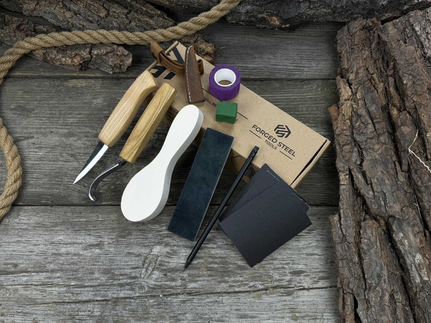 Spoon Carving for Beginners – A Perfect DIY Whittling Kit detail view by Sharky Forged Steel Tools