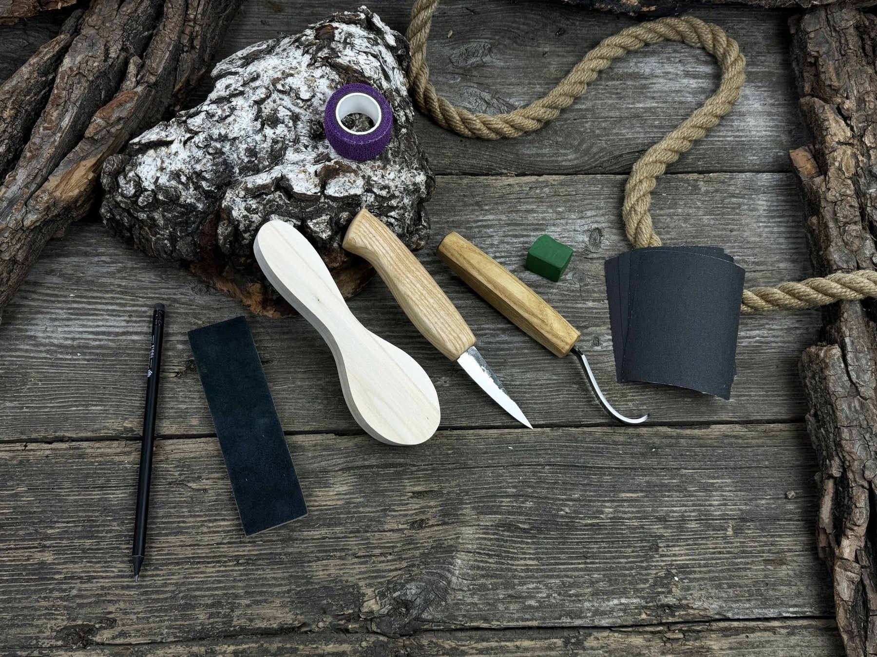 Spoon Carving for Beginners – A Perfect DIY Whittling Kit detail view by Sharky Forged Steel Tools