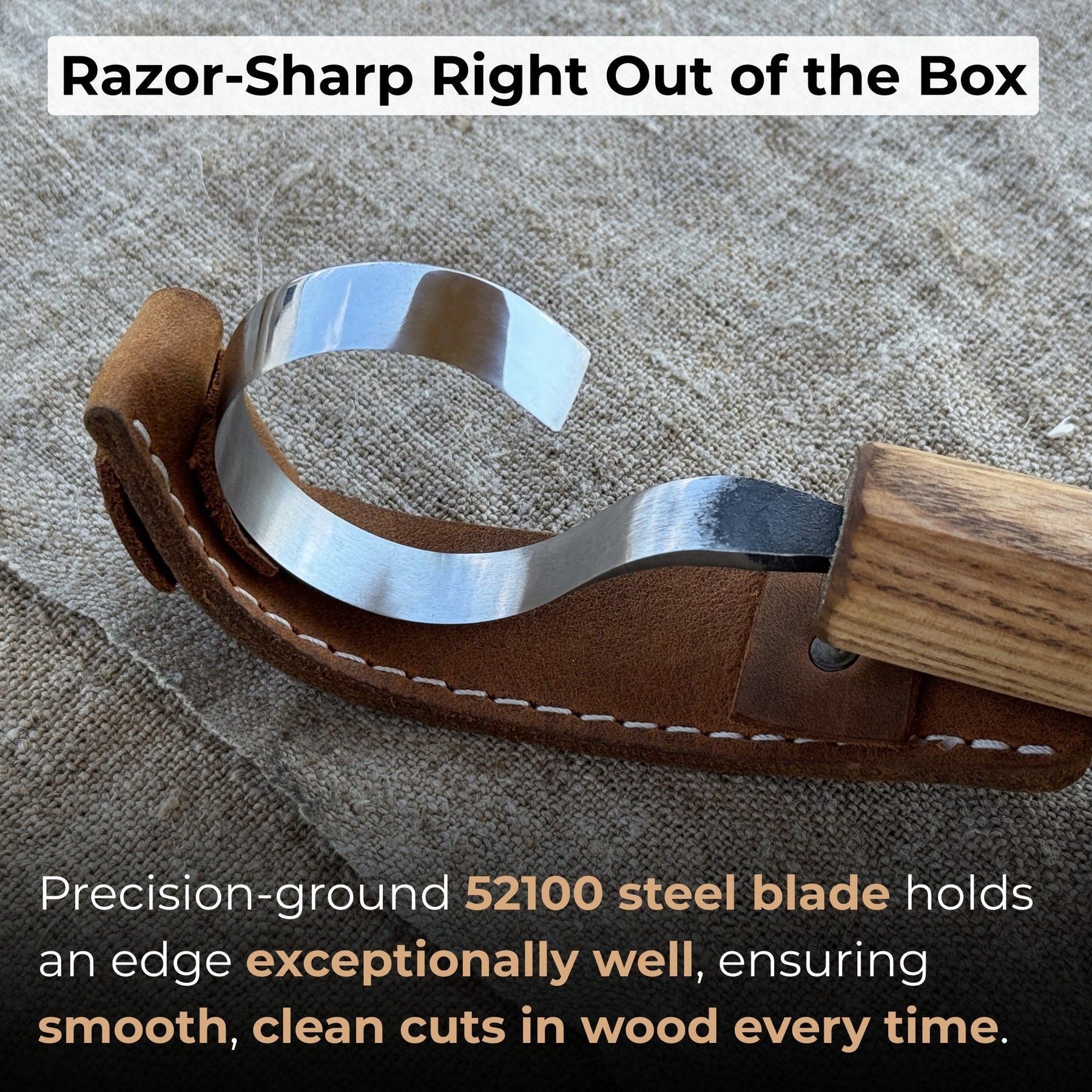 Spoon Carving Hook Knife, ⌀ 4.5 cm (1.77 inches) detail view by Sharky Forged Steel Tools