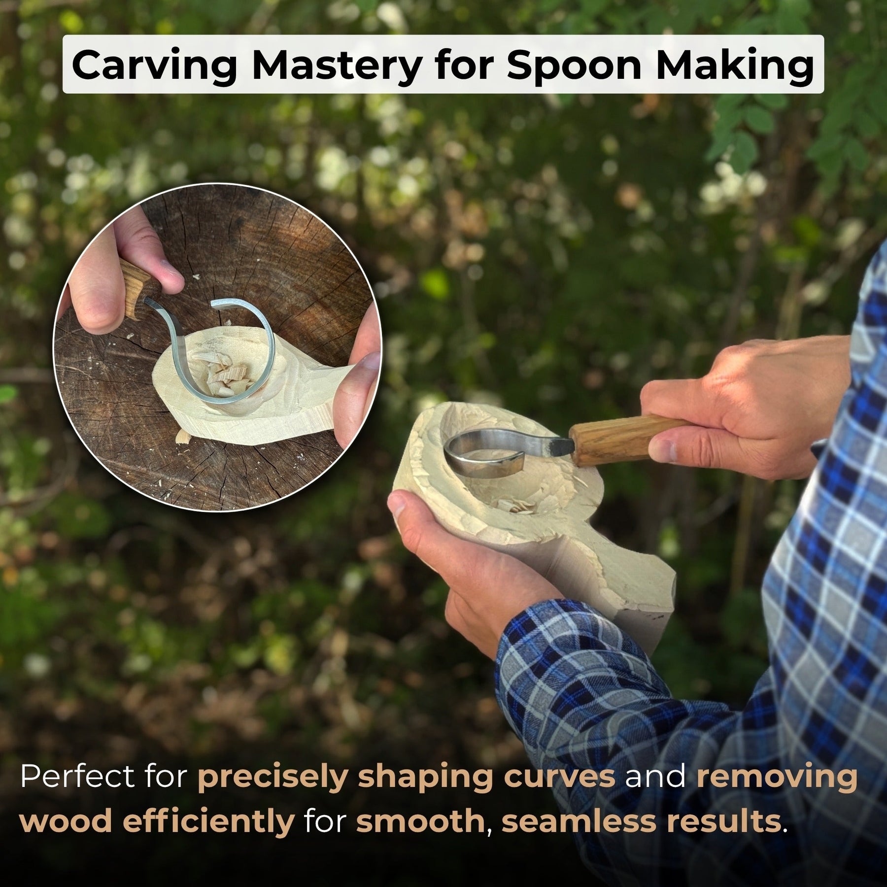 Spoon Carving Hook Knife, ⌀ 4.5 cm (1.77 inches) detail view by Sharky Forged Steel Tools