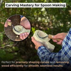 Spoon Carving Hook Knife – Large Radius Curve 5.5 cm (2.17 inches) detail view by Sharky Forged Steel Tools