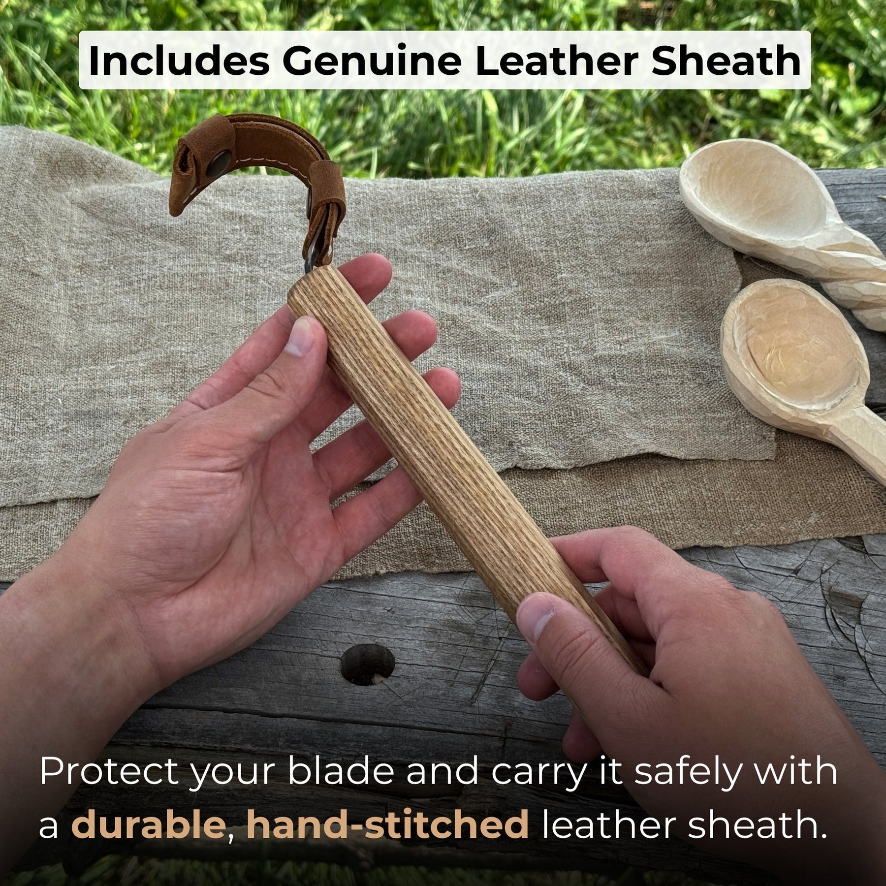 Spoon Carving Hook Knife – Large Radius Curve 5.5 cm (2.17 inches) detail view by Sharky Forged Steel Tools