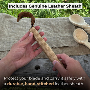 Spoon Carving Hook Knife – Large Radius Curve 5.5 cm (2.17 inches) detail view by Sharky Forged Steel Tools