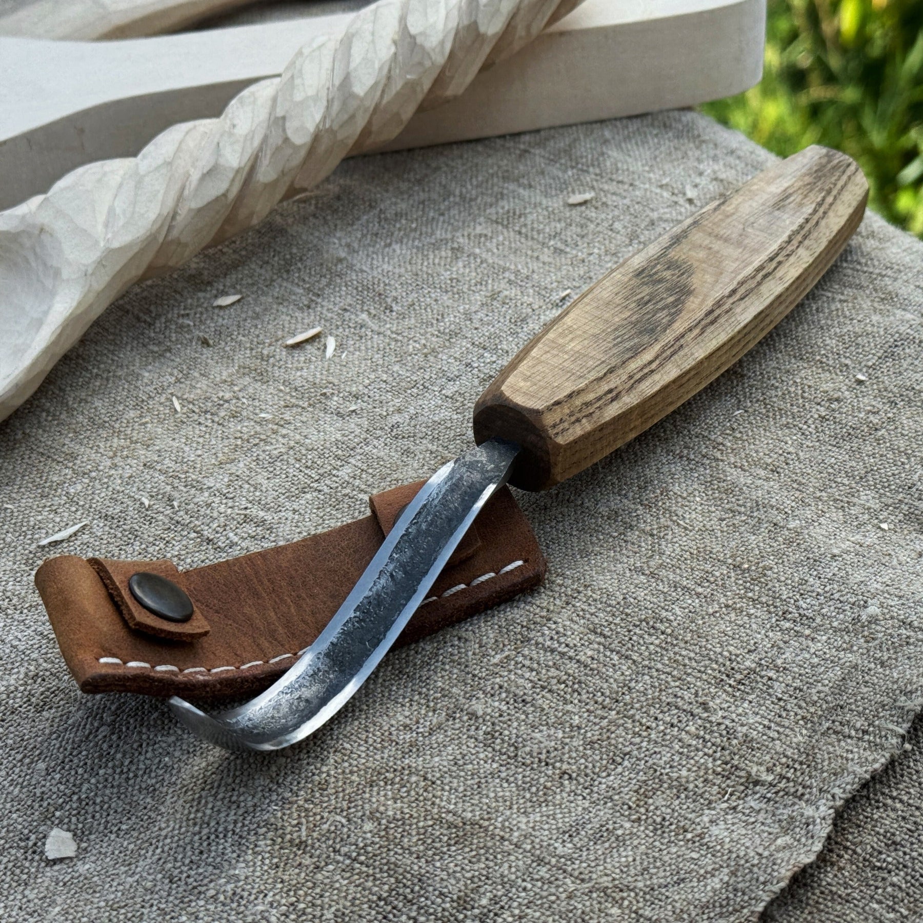 Spoon Carving Hook Knife – Long Curved Blade 7 cm (2.7 inches) by Sharky Forged Steel Tools