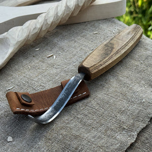 Spoon Carving Hook Knife – Long Curved Blade 7 cm (2.7 inches) by Sharky Forged Steel Tools