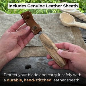 Spoon Carving Hook Knife – Long Curved Blade 7 cm (2.7 inches) detail view by Sharky Forged Steel Tools