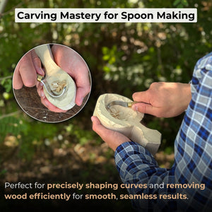 Spoon Carving Hook Knife with Leather Sheath, 3.5 cm (1.38 inches) detail view by Sharky Forged Steel Tools