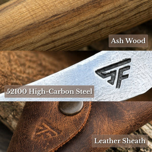 Spoon Carving Hook Knife with Leather Sheath, 4.5 cm (1.77 in)
