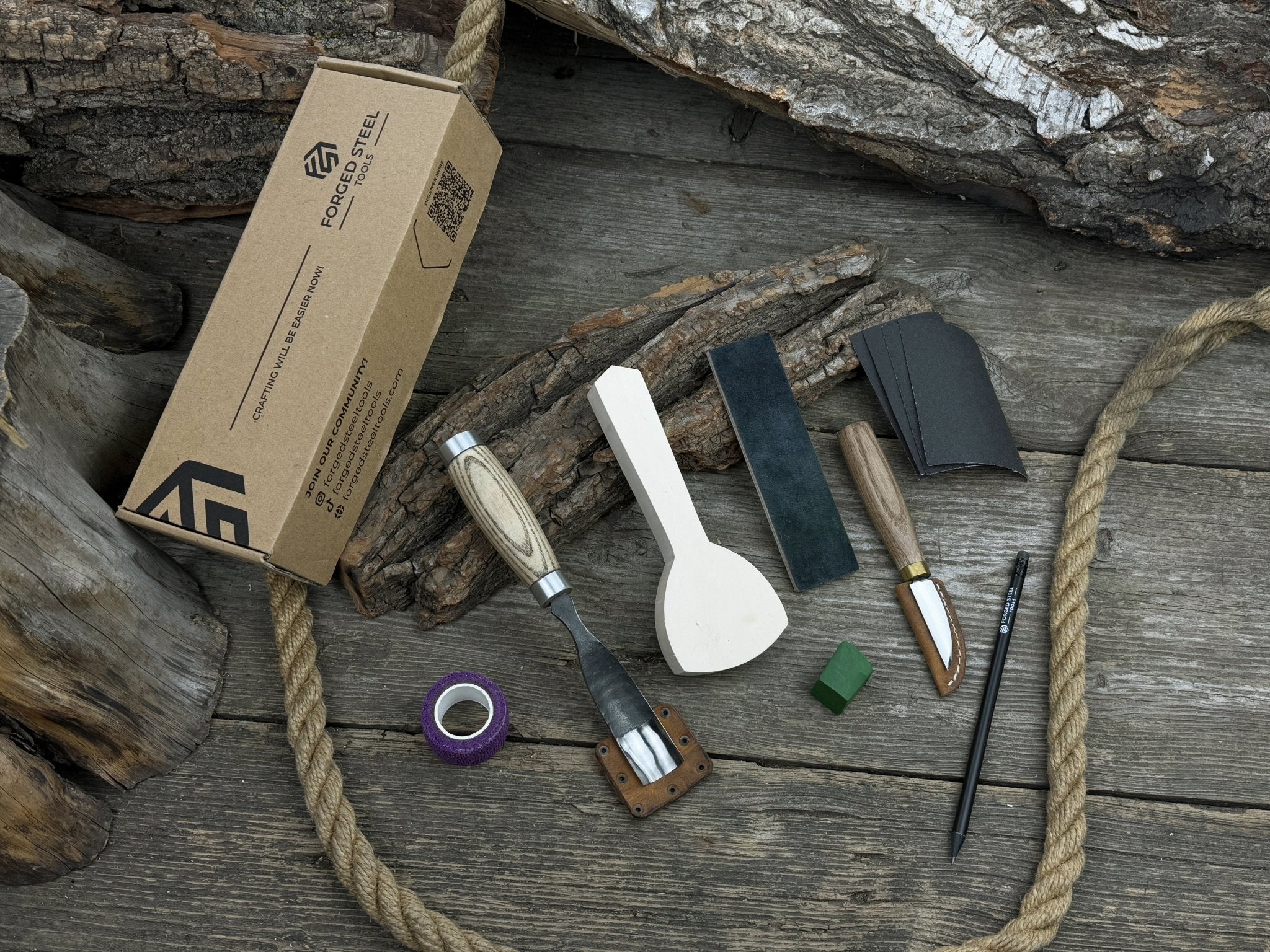 Spoon Carving Kit – All-in-One Whittling Starter Set for Beginners, Adults & Kids by Sharky Forged Steel Tools