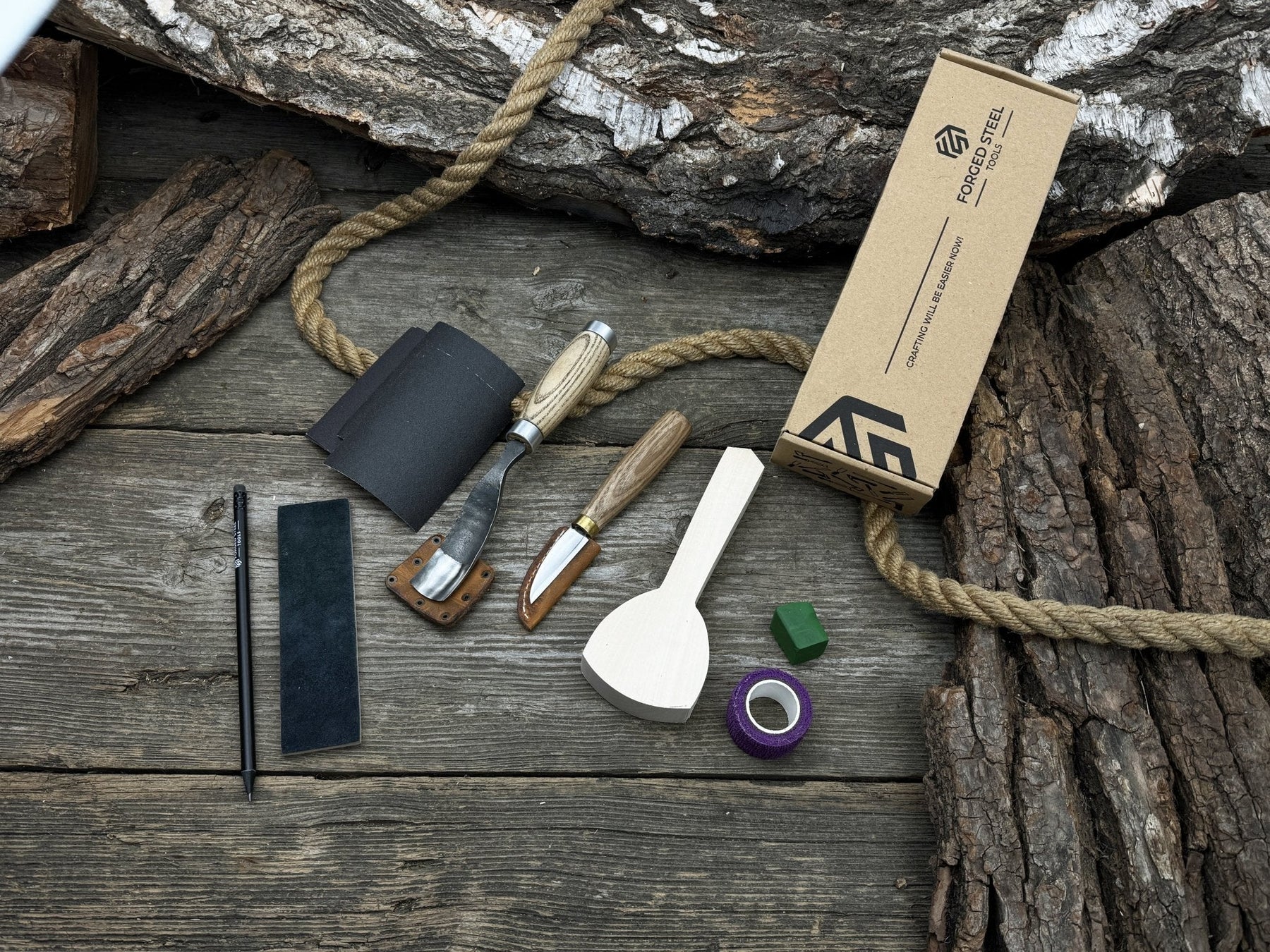 Spoon Carving Kit – All-in-One Whittling Starter Set for Beginners, Adults & Kids detail view by Sharky Forged Steel Tools