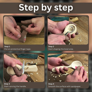 Spoon Carving Kit – Beginner-Friendly Wood Carving Tools & Spoon Blanks detail view by Sharky Forged Steel Tools
