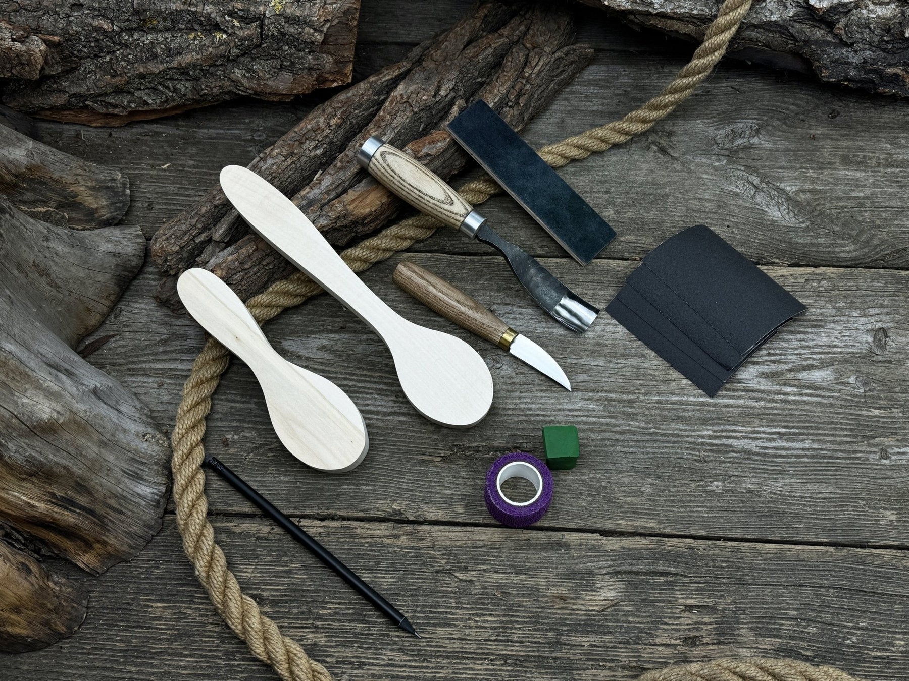 Spoon Carving Kit – Complete Starter Set with Wood, Tools & Accessories – Perfect Gift for Beginners & Hobbyists detail view