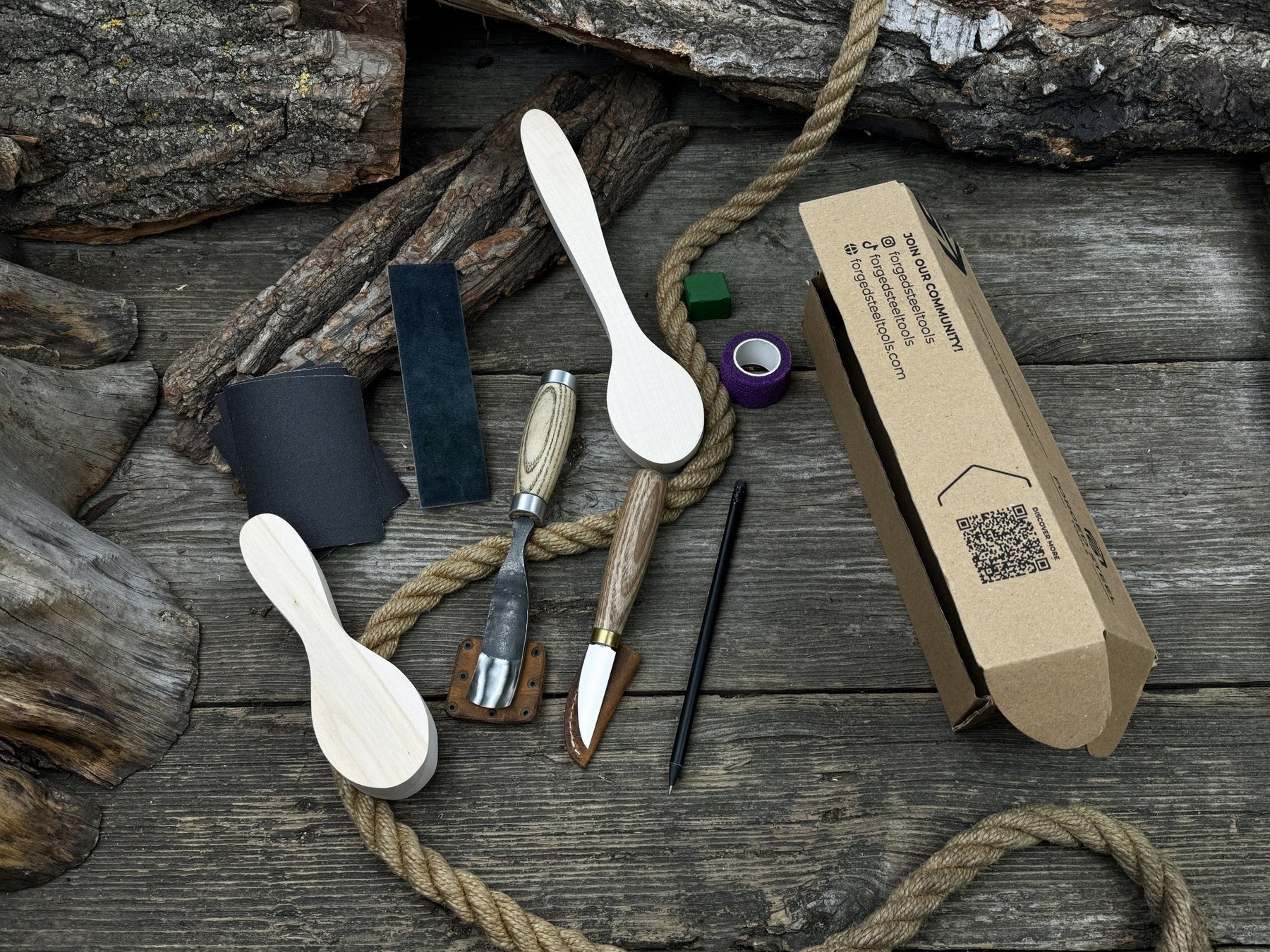 Spoon Carving Kit – Complete Starter Set with Wood, Tools & Accessories – Perfect Gift for Beginners & Hobbyists detail view