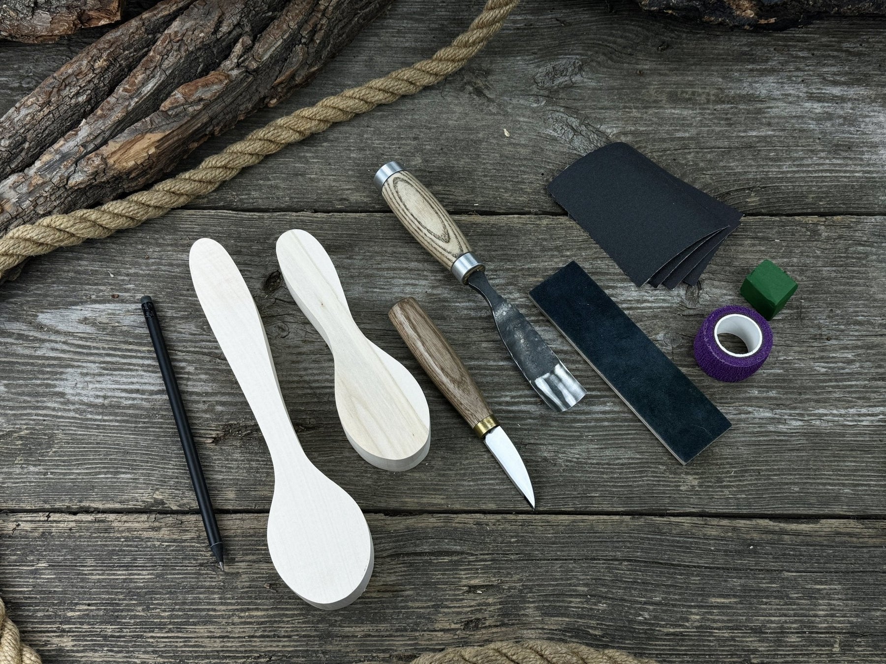 Spoon Carving Kit – Complete Starter Set with Wood, Tools & Accessories – Perfect Gift for Beginners & Hobbyists detail view